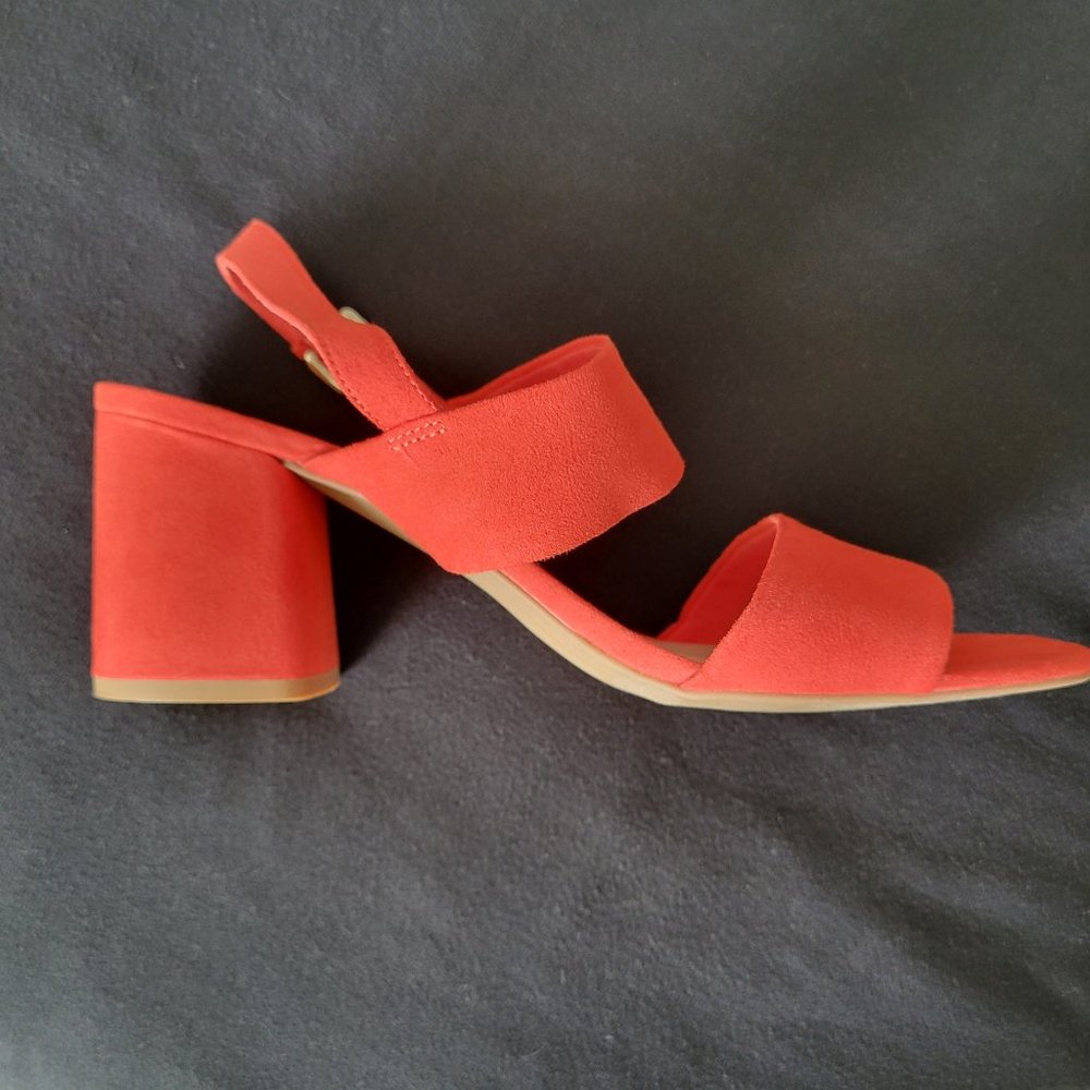 Old Navy Block Heel Sandal, Orange, Suede, Size 10